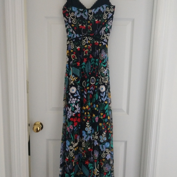 Monique Lhuillier Floral Overlay Dress 